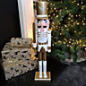 60cm Wooden Christmas Nutcracker Soldier Decoration with White Body and Shoes
