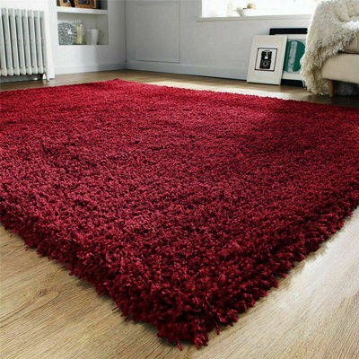 60cm x 110cm LARGE SHAGGY RUG THICK SOFT HALLWAY RUNNER CARPET LIVING ROOM DEEP PILE RED