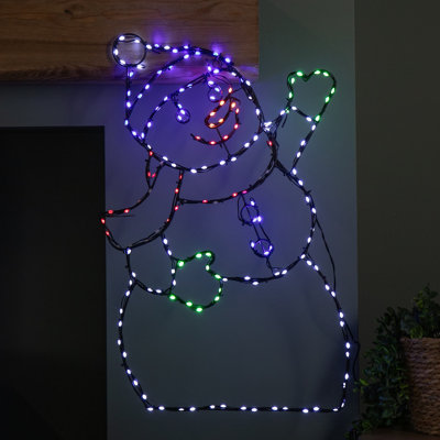 60cm x 38cm Light up FlexiBrights Christmas Snowman with 177 Multi ...