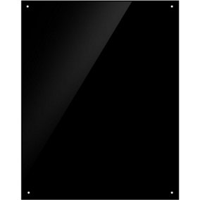 60cm x 75cm Black Glass Splashback - Kitchen Extractor Fans Hobs Wall Plate