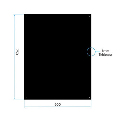 60cm x 75cm Black Glass Splashback - Kitchen Extractor Fans Hobs Wall Plate - 8