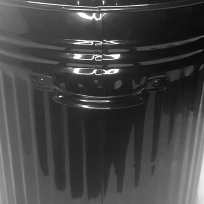 60L Black Retro Bin Vintage Style Metal Dustbin with Lid Suitable for ...