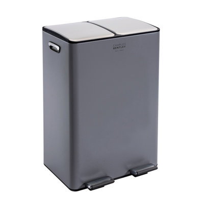 60L Double Compartment Grey Kitchen Bin Rubbish Waste Pedal Bin - 5