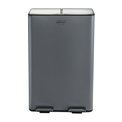 60L Double Compartment Grey Kitchen Bin Rubbish Waste Pedal Bin - 6