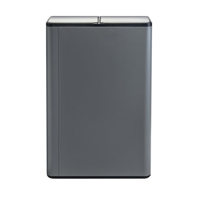 60L Double Compartment Grey Kitchen Bin Rubbish Waste Pedal Bin