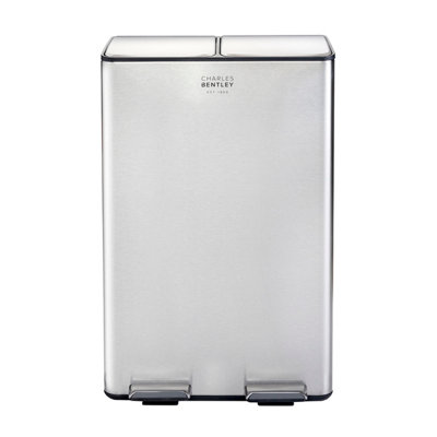 60L Double Compartment Kitchen Bin Stainless Steel Rubbish Pedal - 6