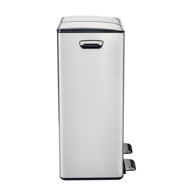 60L Double Compartment Kitchen Bin Stainless Steel Rubbish Pedal - 9