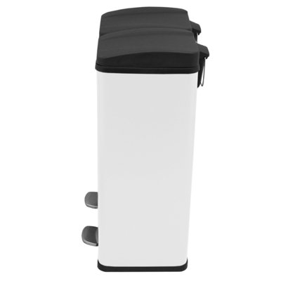 thumbnail image 2 of 60L Dual Compartment Recycling Pedal Bin – Stainless Steel, White Matt Finish, Soft Close, Space Saving 2 of 5
