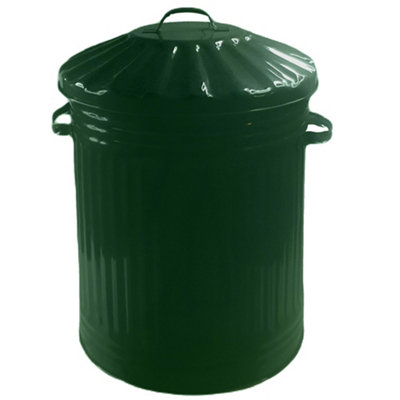 60L Green Retro Bin Vintage Style Metal Dustbin with Lid Suitable for Indoor or Outdoor - Classic Bin Steel Dustbin for Animal Fee