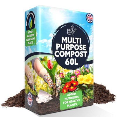 60L Multi Purpose Compost for Indoor Outdoor Plants Potting Soil Garden ...