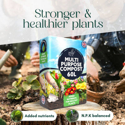 60L Multi Purpose Compost for Indoor Outdoor Plants Potting Soil Garden ...