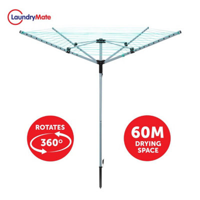 60M 4 Arm PVC Coated Rotary Airer