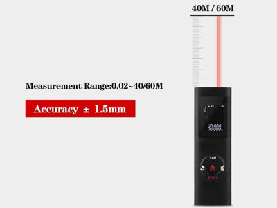 60m Laser Distance Meter - USB Rechargeable Digital Range Finder