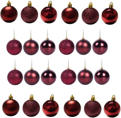 60mm/18Pcs Christmas Baubles Shatterproof Burgundy,Tree Decorations