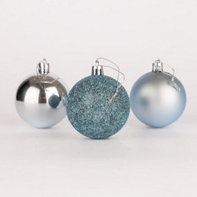 60mm/18Pcs Christmas Baubles Shatterproof Light Blue,Tree Decorations