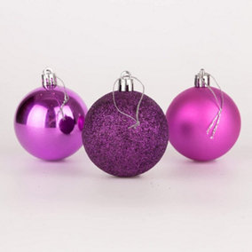 60mm/18Pcs Christmas Baubles Shatterproof Purple,Tree Decorations