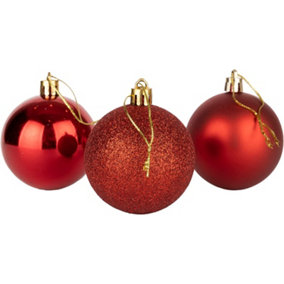 60mm/18Pcs Christmas Baubles Shatterproof Red,Tree Decorations