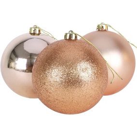 60mm/18Pcs Christmas Baubles Shatterproof Rose Gold,Tree Decorations