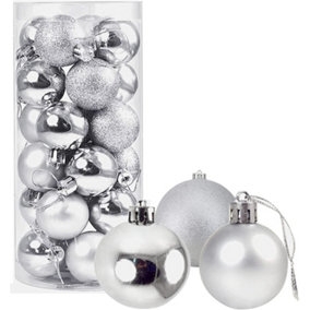 60mm/18Pcs Christmas Baubles Shatterproof Silver,Tree Decorations
