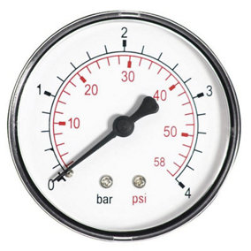 60mm 4bar 60psi Pressure Gauge Water 1/4inch Bspt Rear Entry Manometer