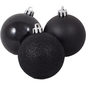 60mm/6Pcs Christmas Baubles Shatterproof Black,Tree Decorations
