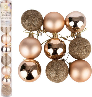 60mm/6Pcs Christmas Baubles Shatterproof Champagne Gold,Tree Decorations