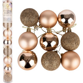 60mm/6Pcs Christmas Baubles Shatterproof Champagne Gold,Tree Decorations