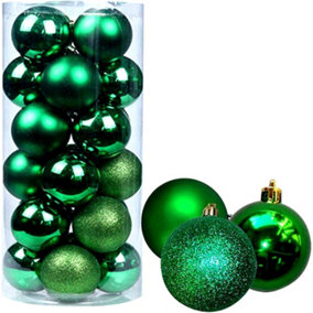 60mm/6Pcs Christmas Baubles Shatterproof Dark Green,Tree Decorations