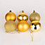 60mm/6Pcs Christmas Baubles Shatterproof Gold,Tree Decorations