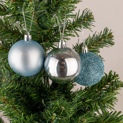 60mm/6Pcs Christmas Baubles Shatterproof Light Blue,Tree Decorations