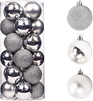 60mm/6Pcs Christmas Baubles Shatterproof Silver,Tree Decorations