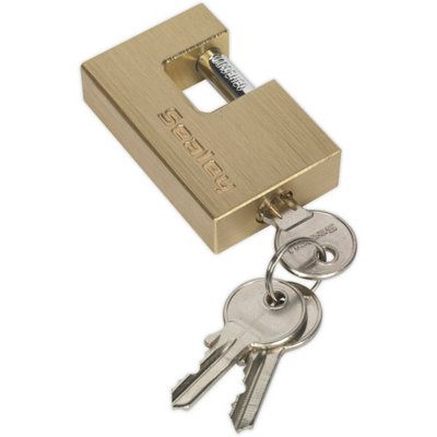60mm Brass Shutter Padlock with 8mm Hardened Steel Shackle - Secure Your Property with 3 Keys