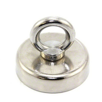 60mm dia N42 Neodymium Clamping Magnet with M8 Eyebolt - 139kg Pull