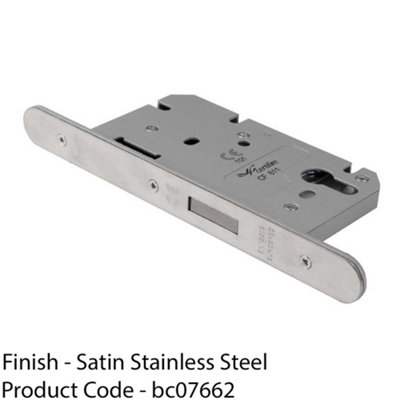 60mm EURO Profile Deadlock - Satin Steel Radius - BS EN 12209 No Latch Lock
