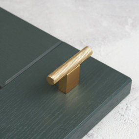 60mm Knurled Brass Gold Cabinet Pull