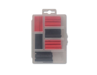 60pc Assorted Mini Box Heat Shrink Sleeving Black & Red Connect 36819