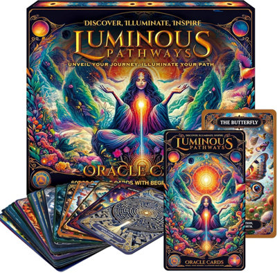 60pc Luminous Pathways Oracle Card Deck with Beginners Guidebook for ...