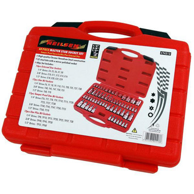 60pc Master Star Socket Set Torx Tamper Proof etc (CT4513)