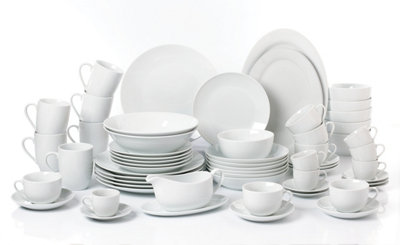 60Piece  White Coupe Dinner Set