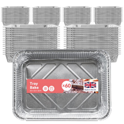 60pk Bulk Aluminium Foil Trays Large Extra Large Tin Foil Trays for