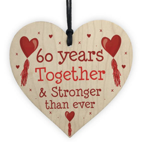 60th Anniversary Gift Wood Heart Perfect Gift For Husband And Wife Him Her Keepsake
