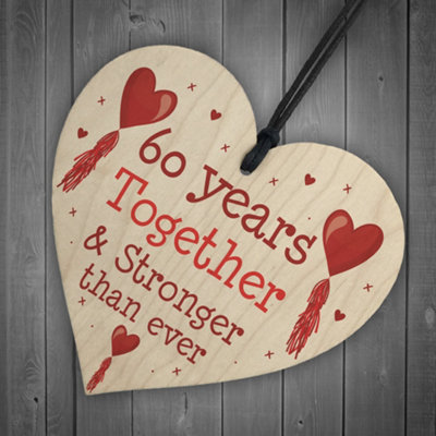 60th Anniversary Gift Wood Heart Perfect Gift For Husband And Wife Him Her Keepsake - 6