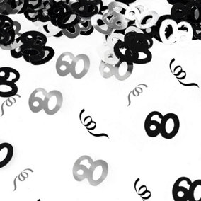 60th Birthday Confetti Black & Silver 1 pack x 14 grams birthday decoration Foil Metallic 1 pack