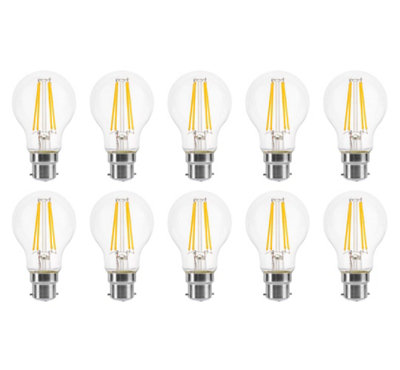 60w Equivalent LED Traditional Looking Filament Light Bulb A60 GLS B22 Bayonet 4.5w LED - Warm White - Pack of 10