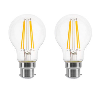 60w Equivalent LED Traditional Looking Filament Light Bulb A60 GLS B22 Bayonet 4.5w LED - Warm White - Pack of 2