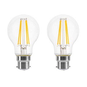 60w Equivalent LED Traditional Looking Filament Light Bulb A60 GLS B22 Bayonet 4.5w LED - Warm White - Pack of 2