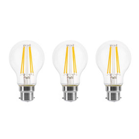 60w Equivalent LED Traditional Looking Filament Light Bulb A60 GLS B22 Bayonet 4.5w LED - Warm White - Pack of 3