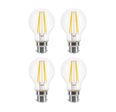 60w Equivalent LED Traditional Looking Filament Light Bulb A60 GLS B22 Bayonet 4.5w LED - Warm White - Pack of 4