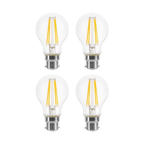 60w Equivalent LED Traditional Looking Filament Light Bulb A60 GLS B22 Bayonet 4.5w LED - Warm White - Pack of 4