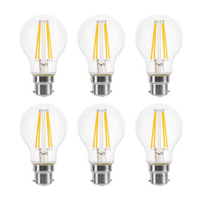60w Equivalent LED Traditional Looking Filament Light Bulb A60 GLS B22 Bayonet 4.5w LED - Warm White - Pack of 6